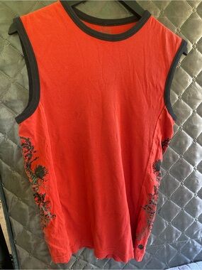 VTG 725 Originals Y2K Grunge Ribbed Muscle Tank Top Red Grey S